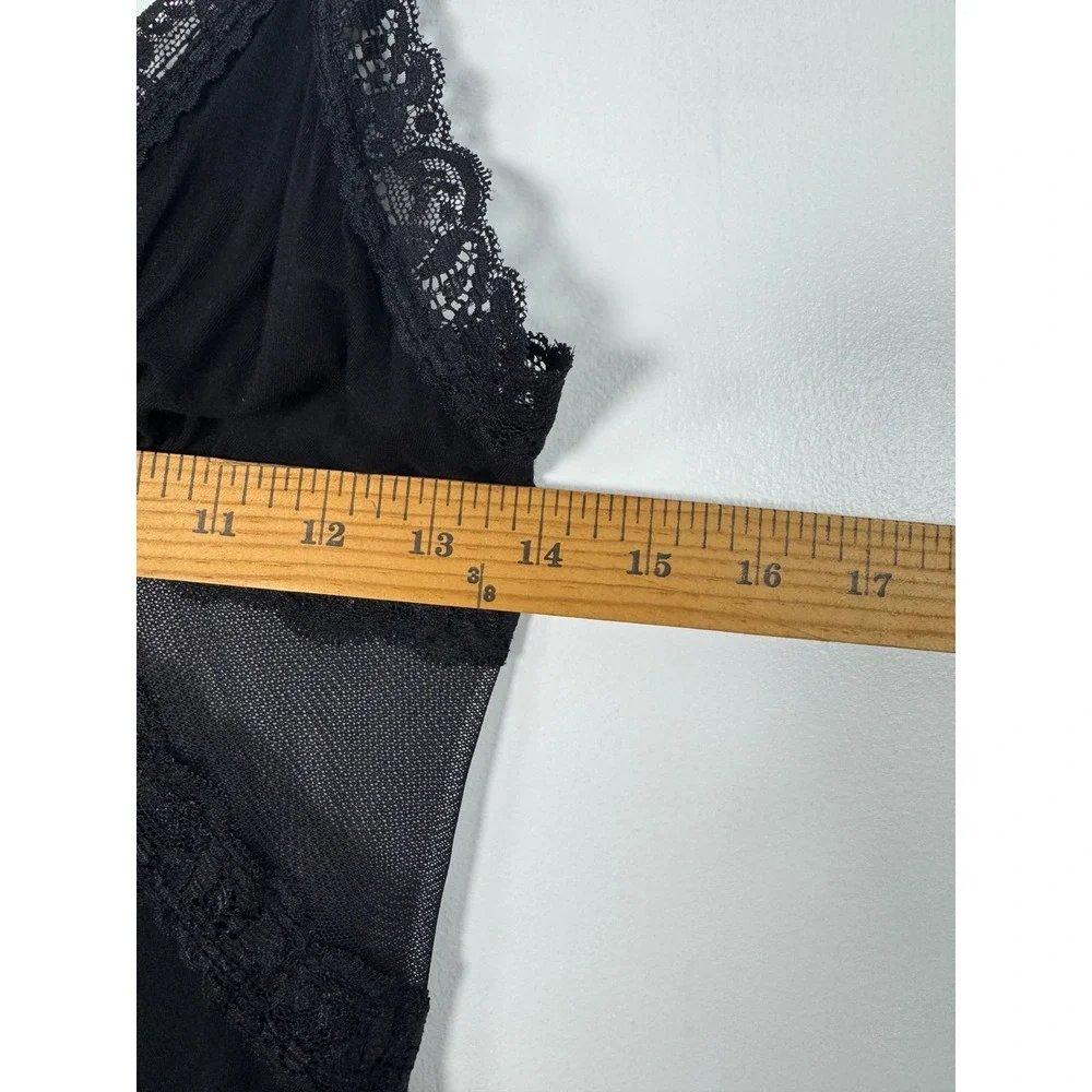 Coquette Adore Me Women Medium Chemise Black Lace Mesh Trim Babydoll Nightie - Picture 6 of 9
